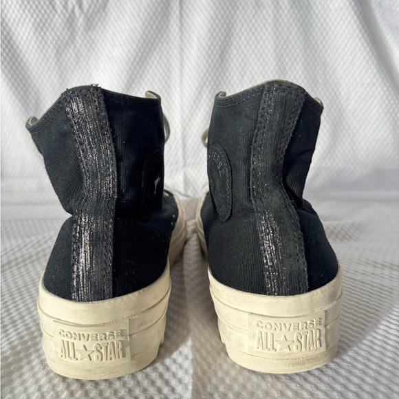 Converse All Star Chuck Taylor Lift Ripple Black and Cream High-Top Sneakers 10 - Picture 5 of 10